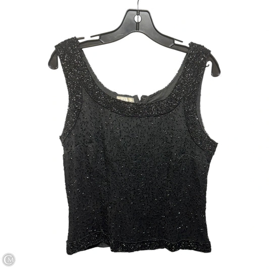 Vintage Silk Beaded Tank Top By Sténay In Black, Size: L
