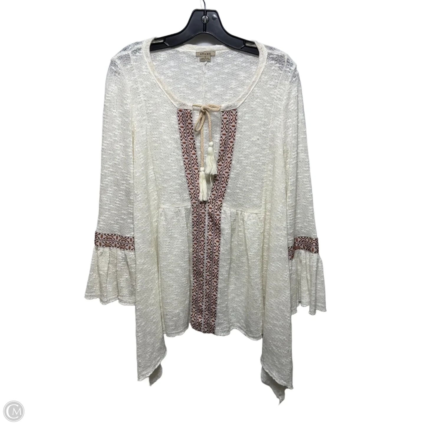 Top Long Sleeve By Anamá In Cream, Size: S