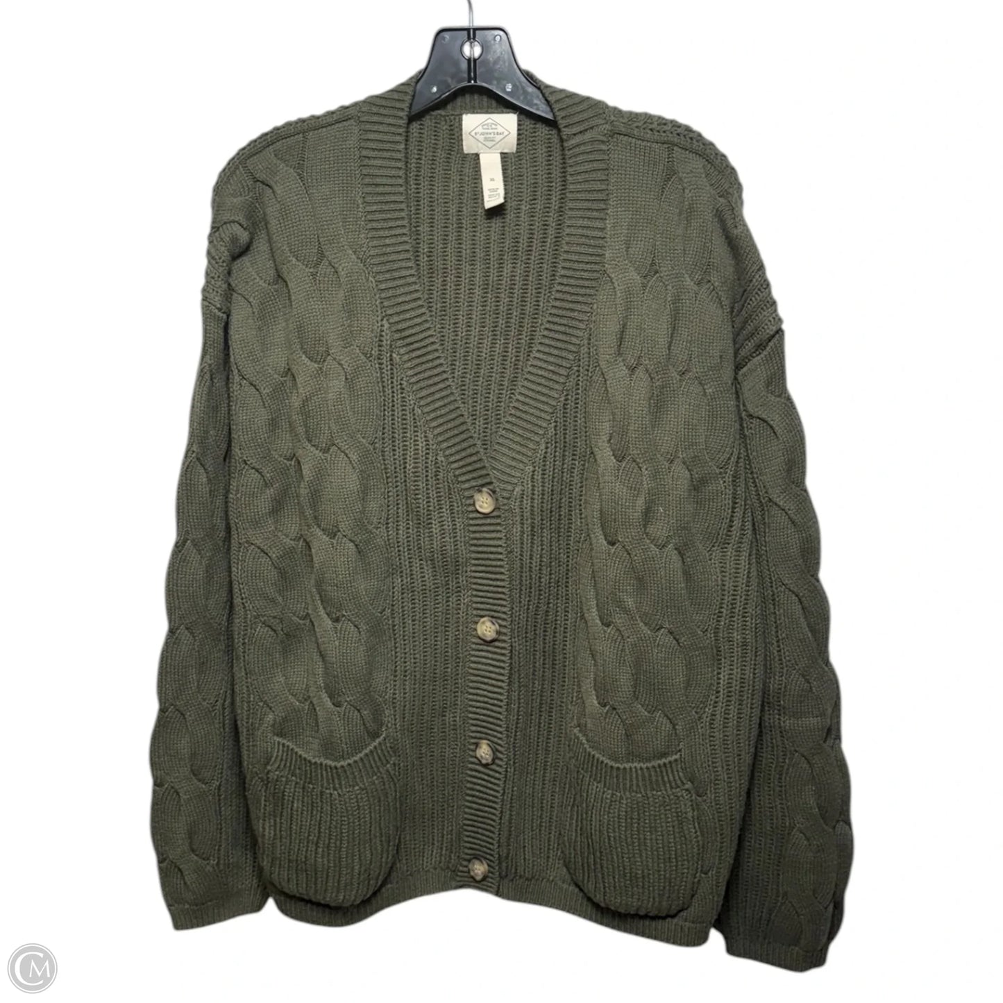 Sweater Cardigan By St Johns Bay In Green, Size: XL