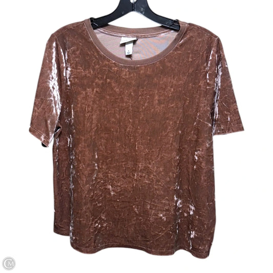 Crushed Velvet Short Sleeve Tee By Ava & Viv In Bronze, Size: M