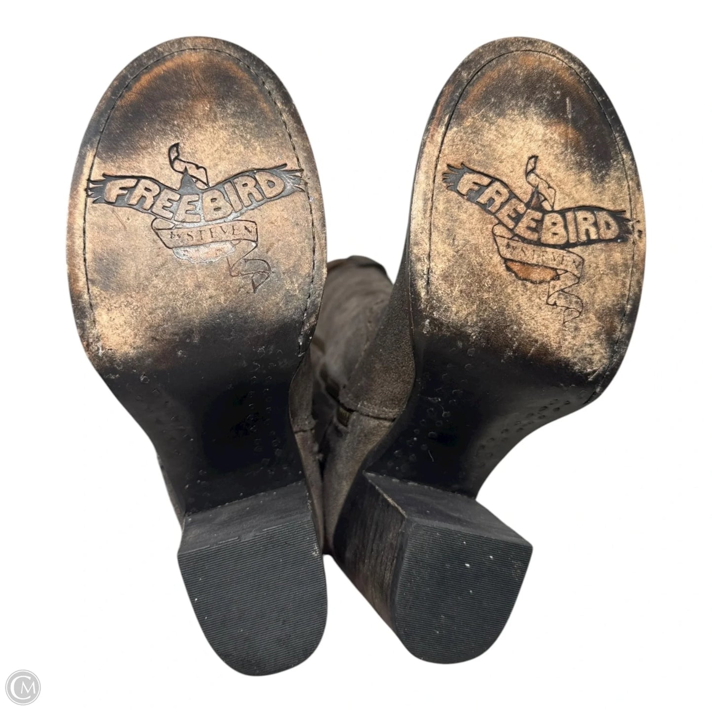 Brock Suede Boots Over-the-knee Heels By Freebird In Brown, Size: 6