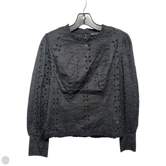 Eyelet Top Long Sleeve By International Concepts In Black, Size: S