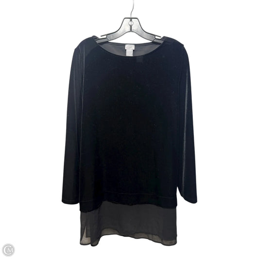 Velvet Tunic Top Long Sleeve By Chicos In Black, Size: 12