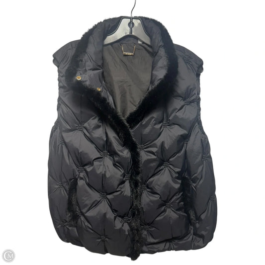 Faux Fur Trim Puffer Vest By Chicos In Black, Size: 12