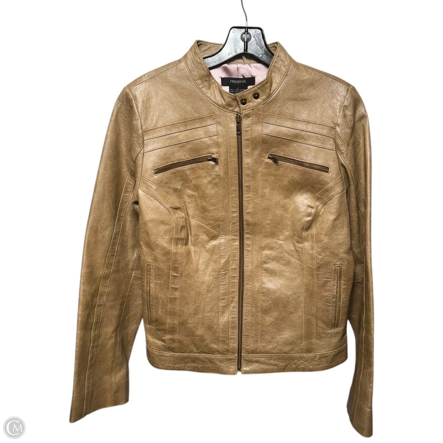 Cafe Racer Leather Moto Jacket By Arden B In Tan, Size: L