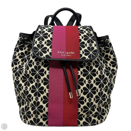 Spade Flower Jacquard Stripe Sinch Flap Backpack Designer By Kate Spade, Size: Medium