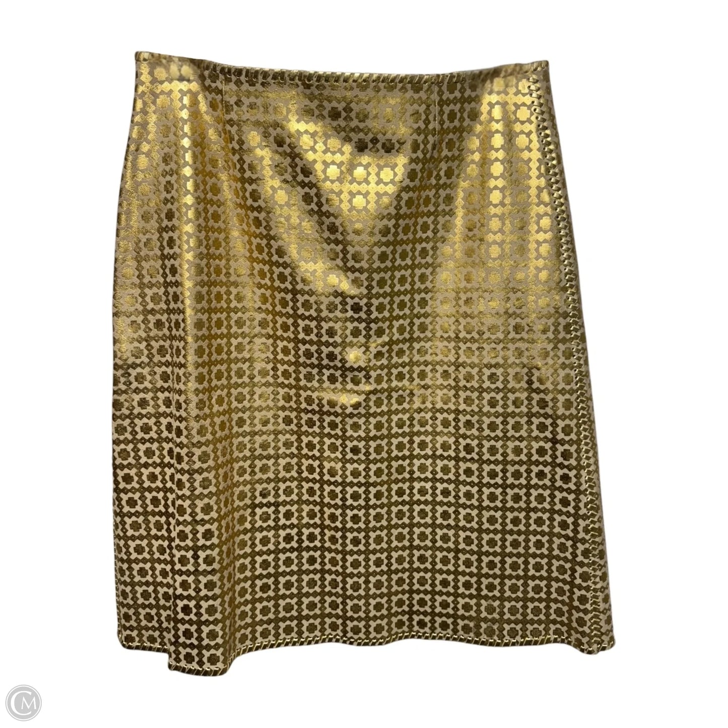 Metallic Leather Skirt Luxury Designer By Celine In Gold, Size: 6