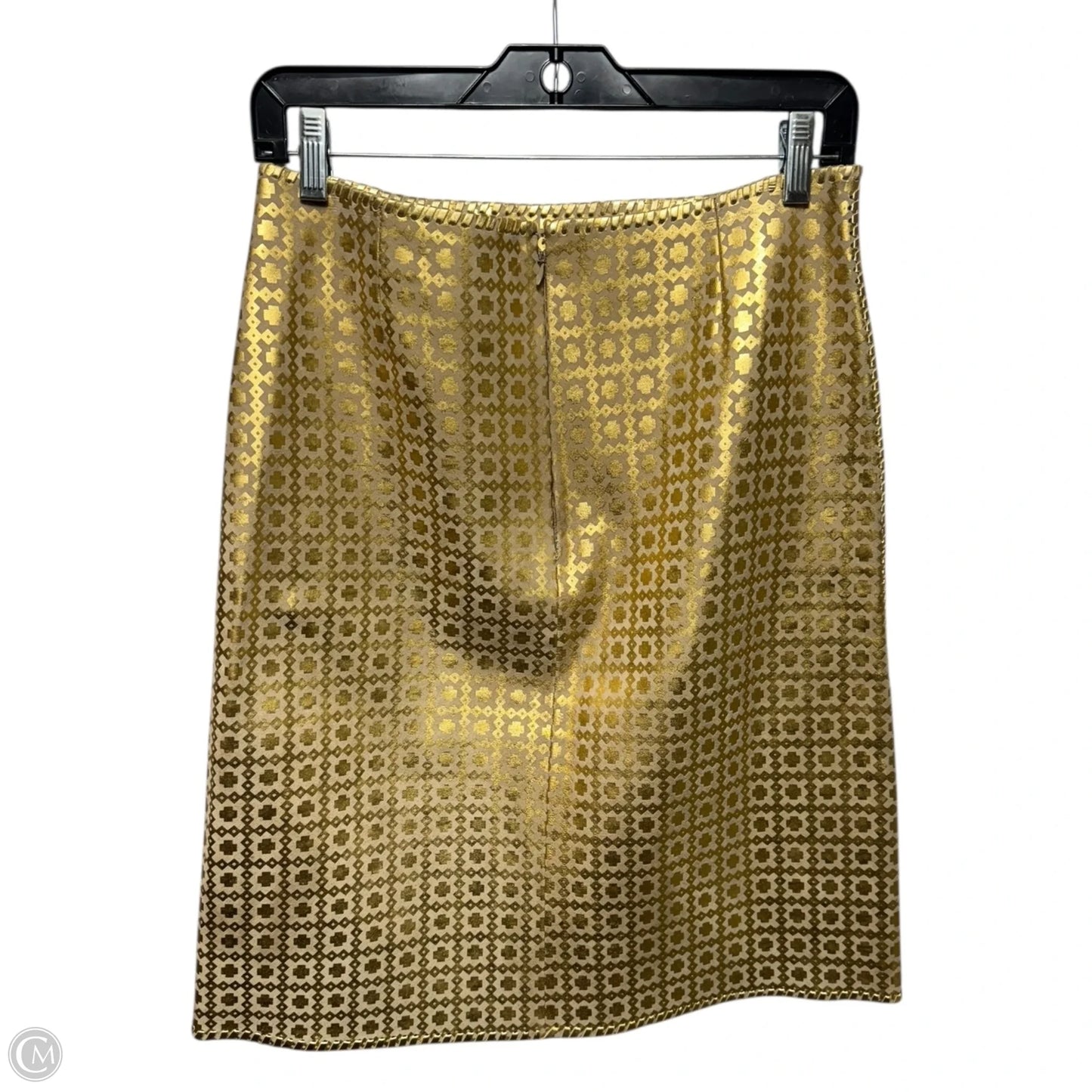 Metallic Leather Skirt Luxury Designer By Celine In Gold, Size: 6
