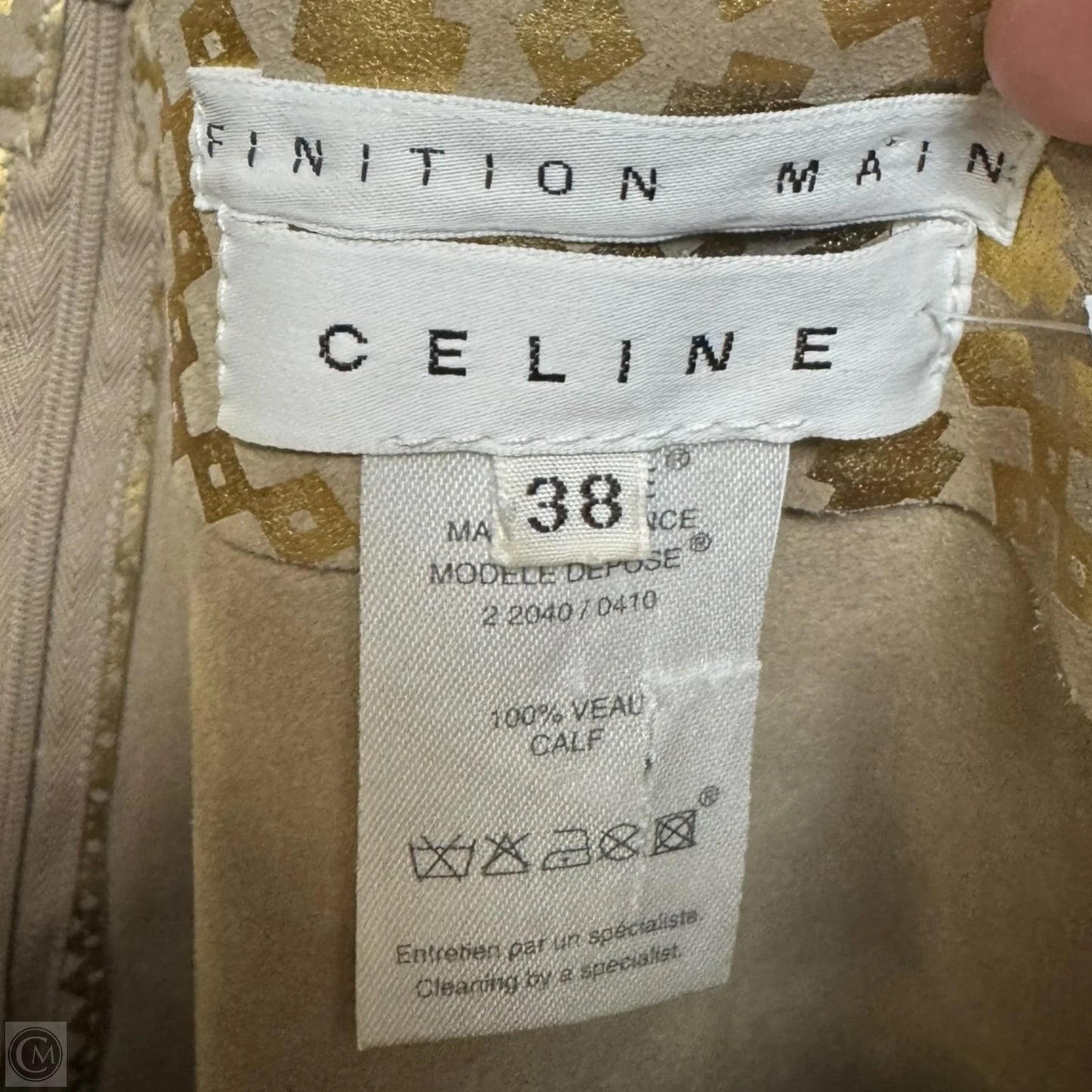 Metallic Leather Skirt Luxury Designer By Celine In Gold, Size: 6