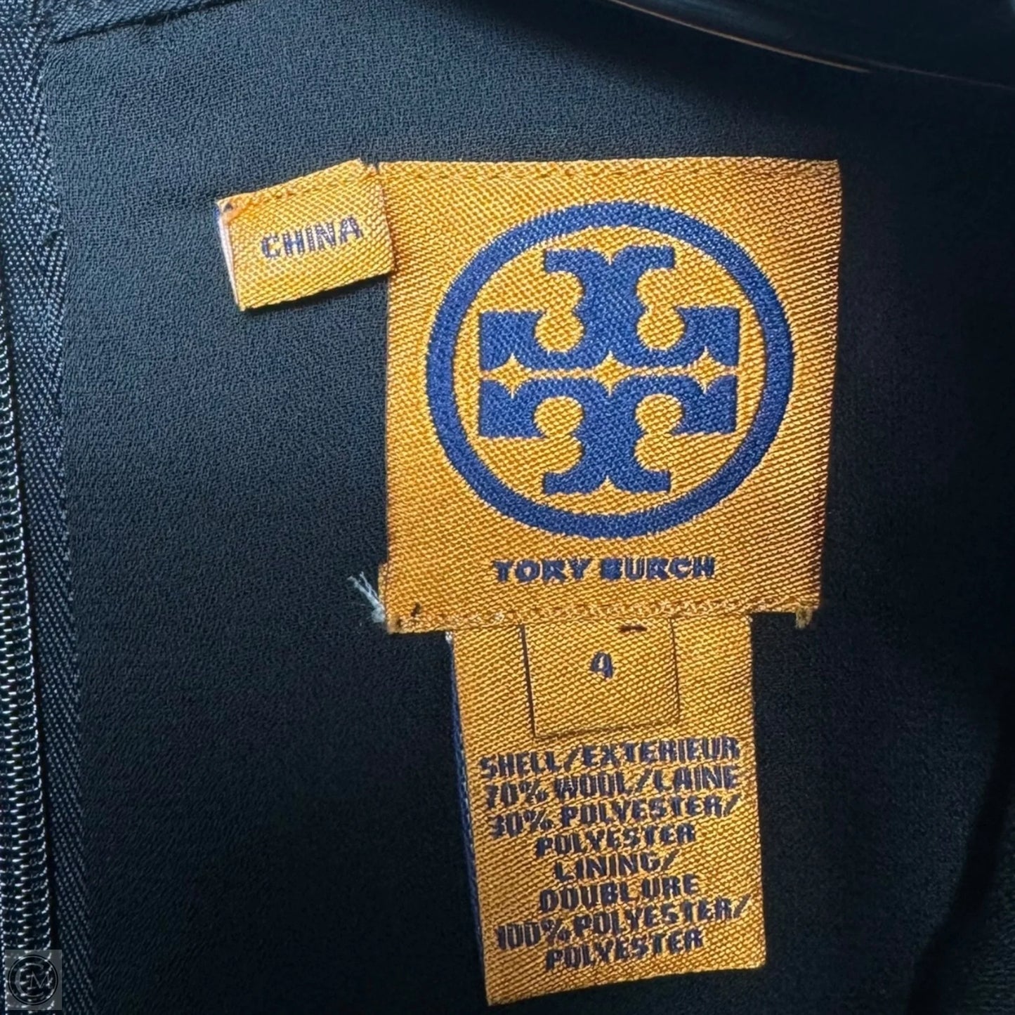 Wool Blend Zip Back Bell Sleeve Top Designer By Tory Burch In Black, Size: 4