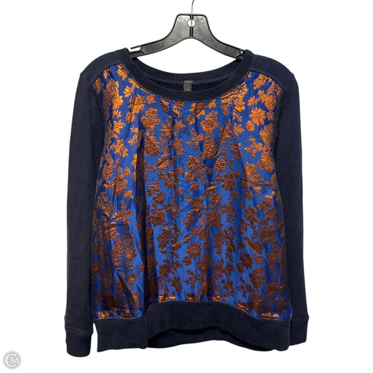 Copper Brocade Floral Sweatshirt Crewneck By J. Crew In Blue & Orange, Size: M