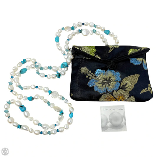 Sterling Silver, Cultured Freshwater Pearl, Turquoise & Aquamarine 40” Necklace By Honora Collection