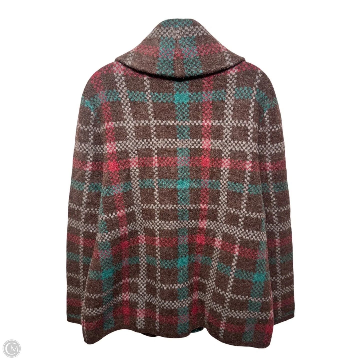 Coat Wool Blend By Soft Surroundings In Plaid Pattern, Size: L