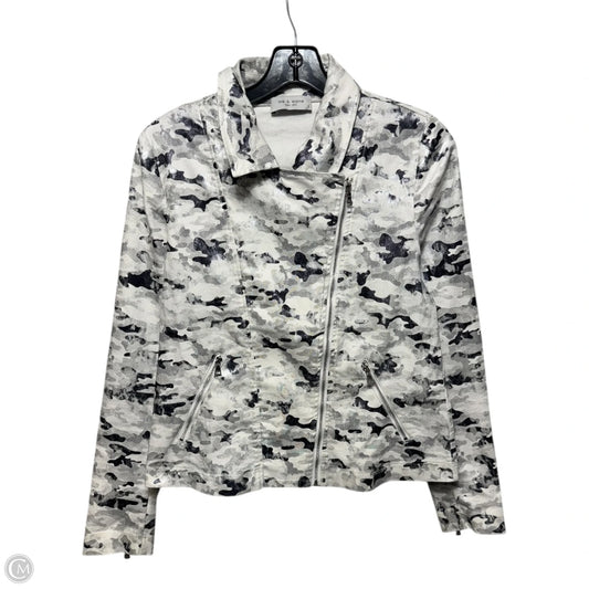 Jacket Moto By Lola & Sophie In Grey & White, Size: S