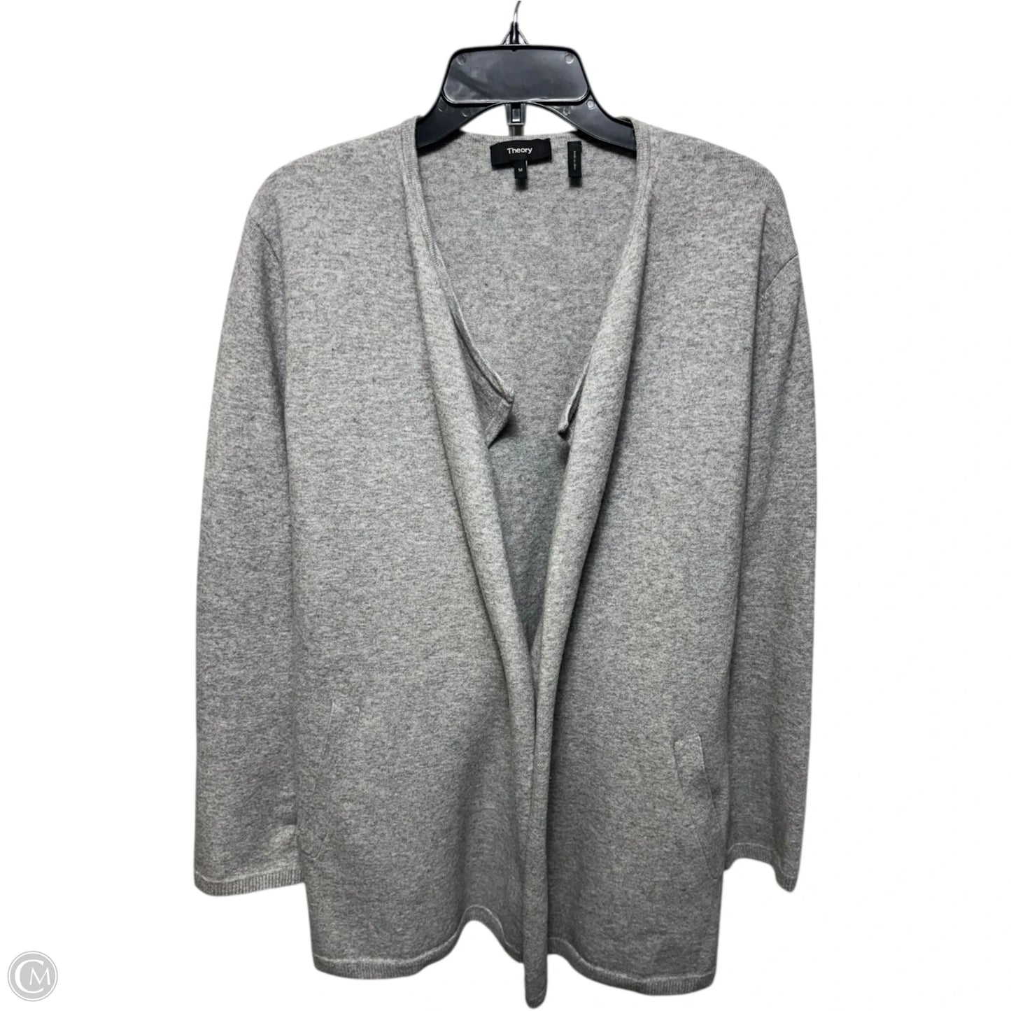 Wool Blend Sweater Cardigan By Theory In Grey, Size: M