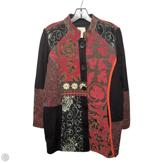 Jacket By Chicos In Black & Red, Size: 8