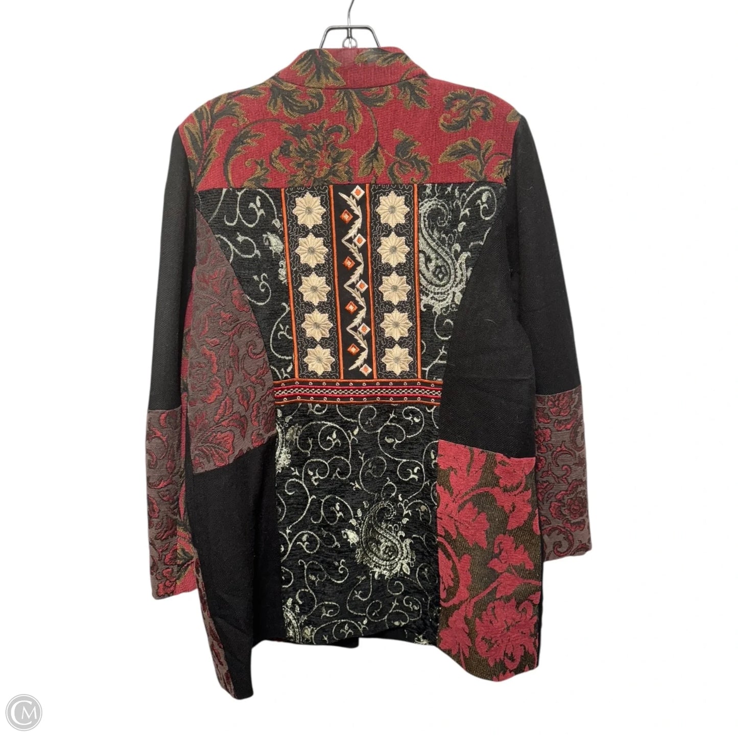 Jacket By Chicos In Black & Red, Size: 8