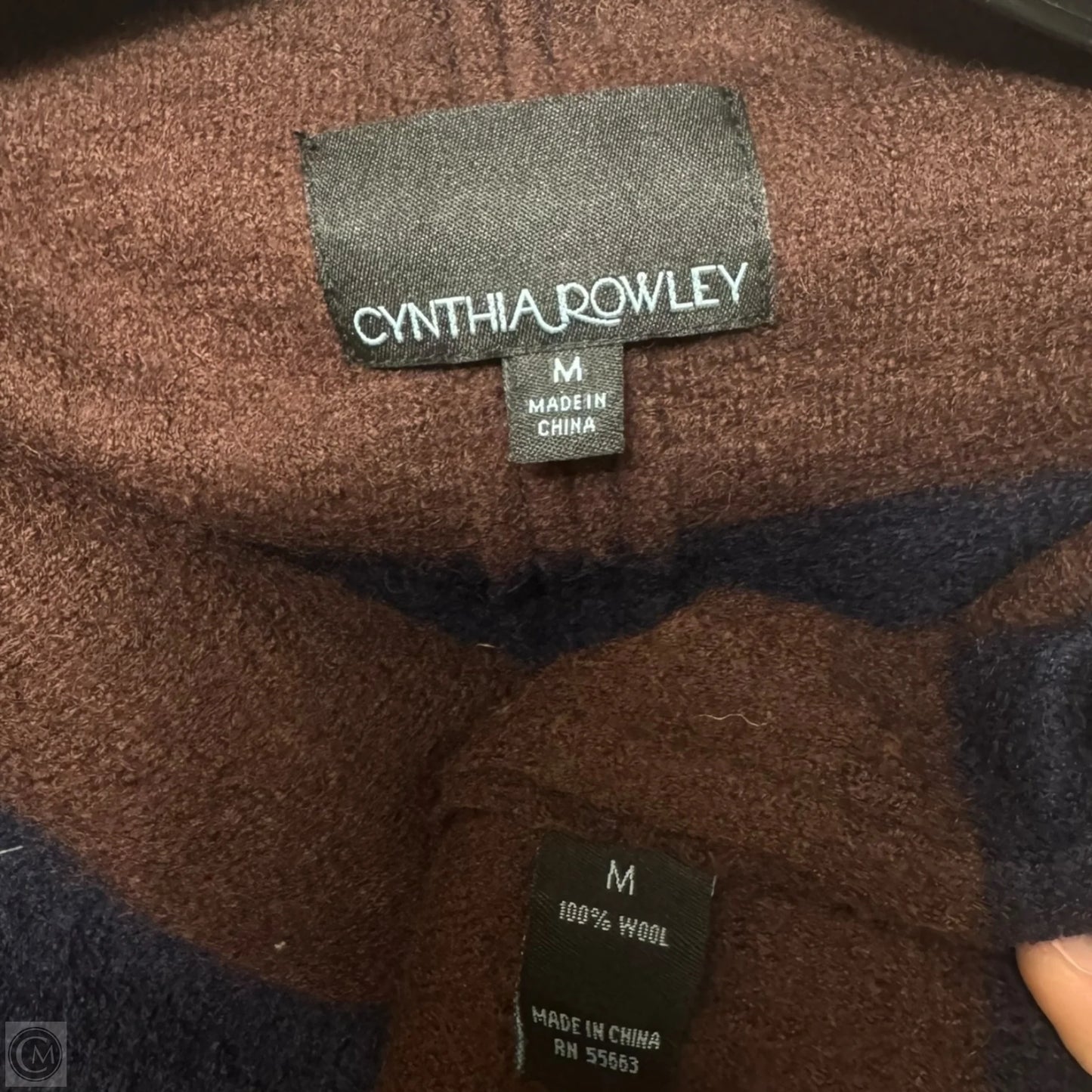 Wool Jacket By Cynthia Rowley In Blue & Brown, Size: M