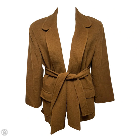 Vintage Wool Blend Belted Coat By Doncaster In Brown, Size: M