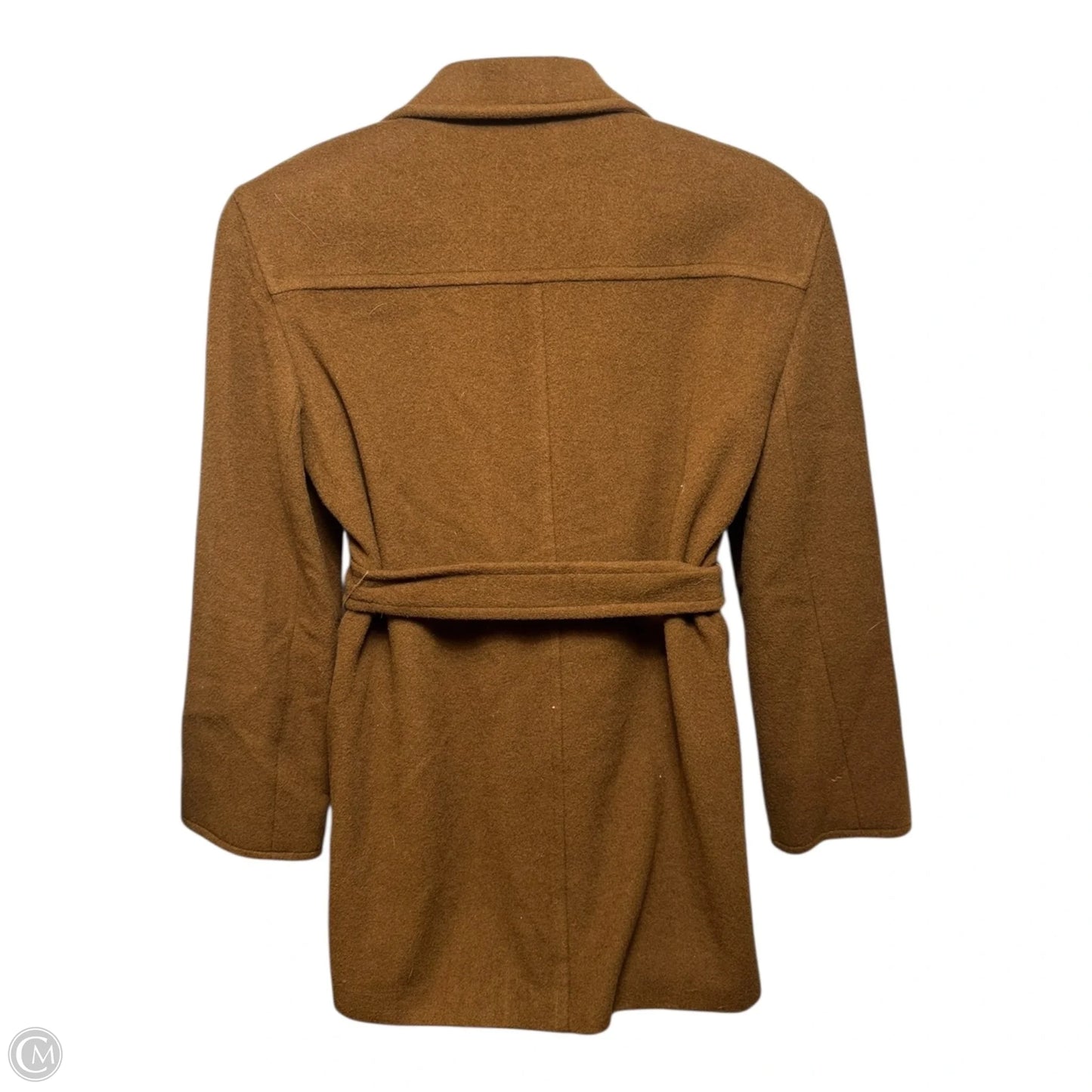 Vintage Wool Blend Belted Coat By Doncaster In Brown, Size: M