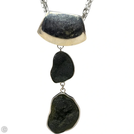 Black Stone Pendant Statement Necklace By Chicos