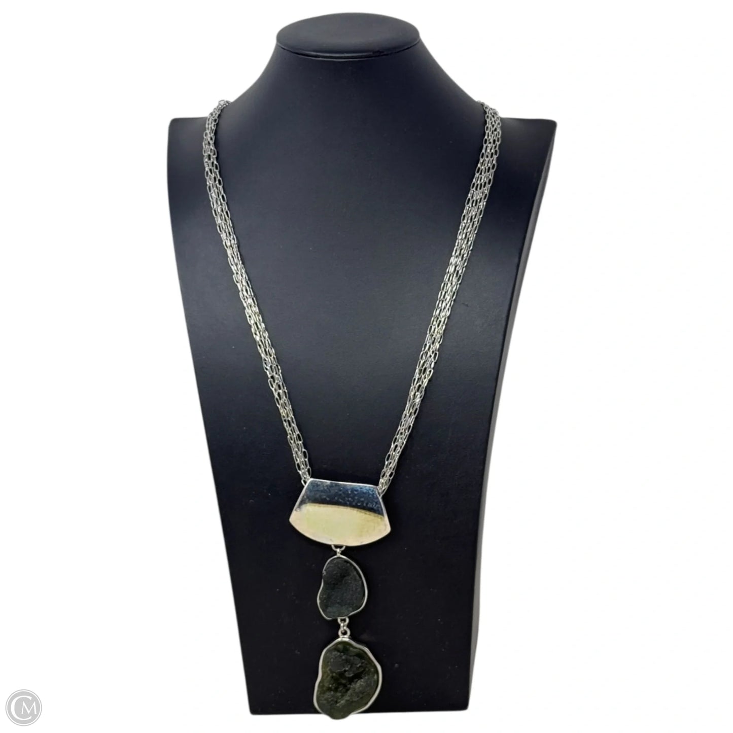 Black Stone Pendant Statement Necklace By Chicos