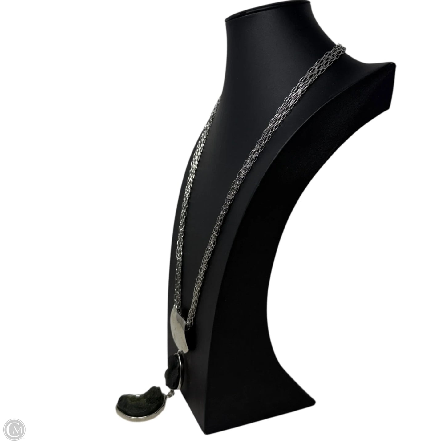 Black Stone Pendant Statement Necklace By Chicos