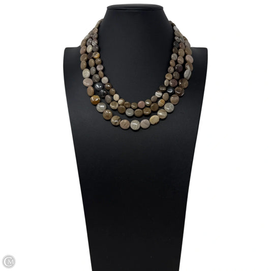 Vintage Signed Sterling Silver Multicolor Natural Stones Beaded Necklace By DTR Jay King