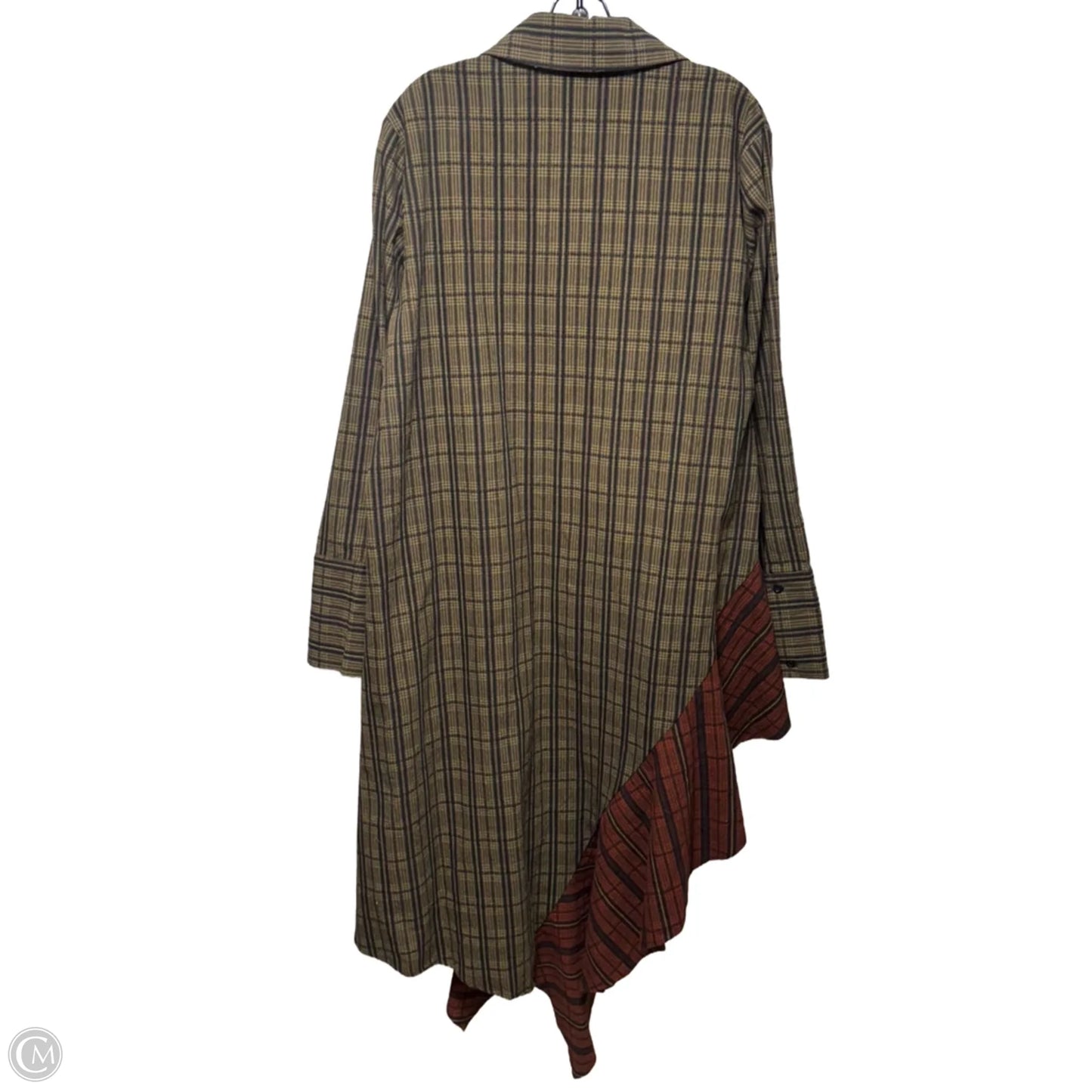 The Asymmetrical Shirt Dress By GMP In Plaid Pattern, Size: 12