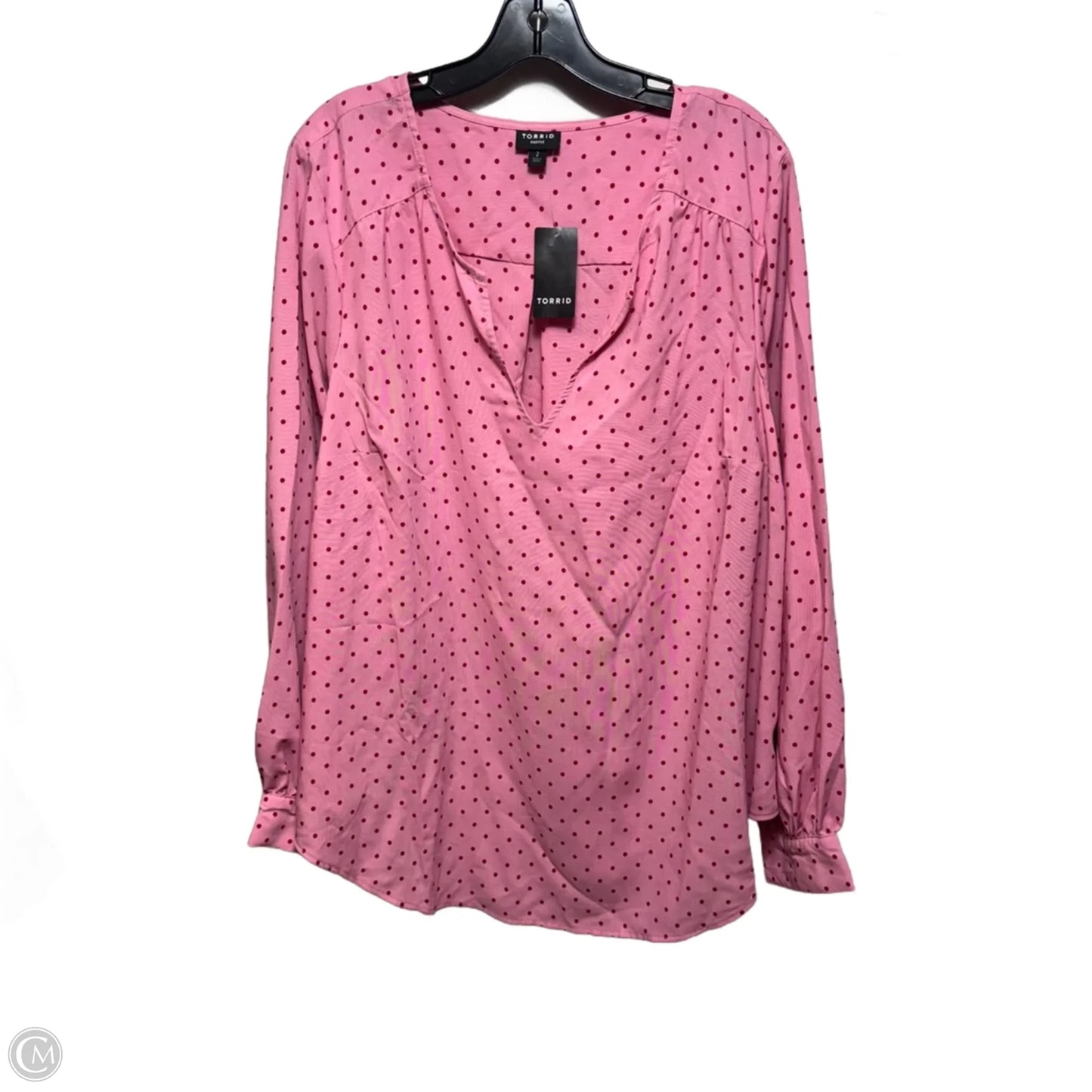 Harper Challis Long Sleeve Blouse By Torrid In Miranda Dot Wild Rose, Size: 2x