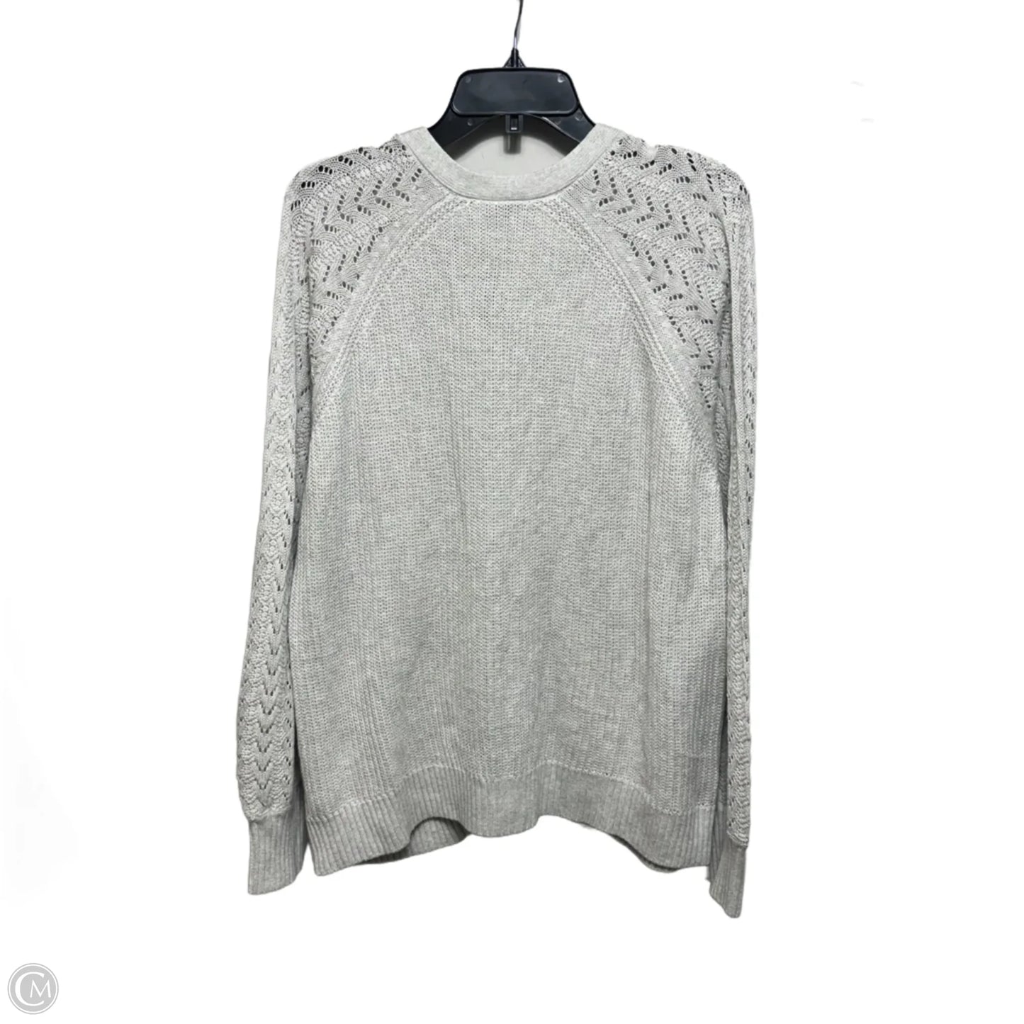 Pointelle Sleeve Cardigan V-Neck Sweater By Torrid In Light Heather Grey, Size: 3x