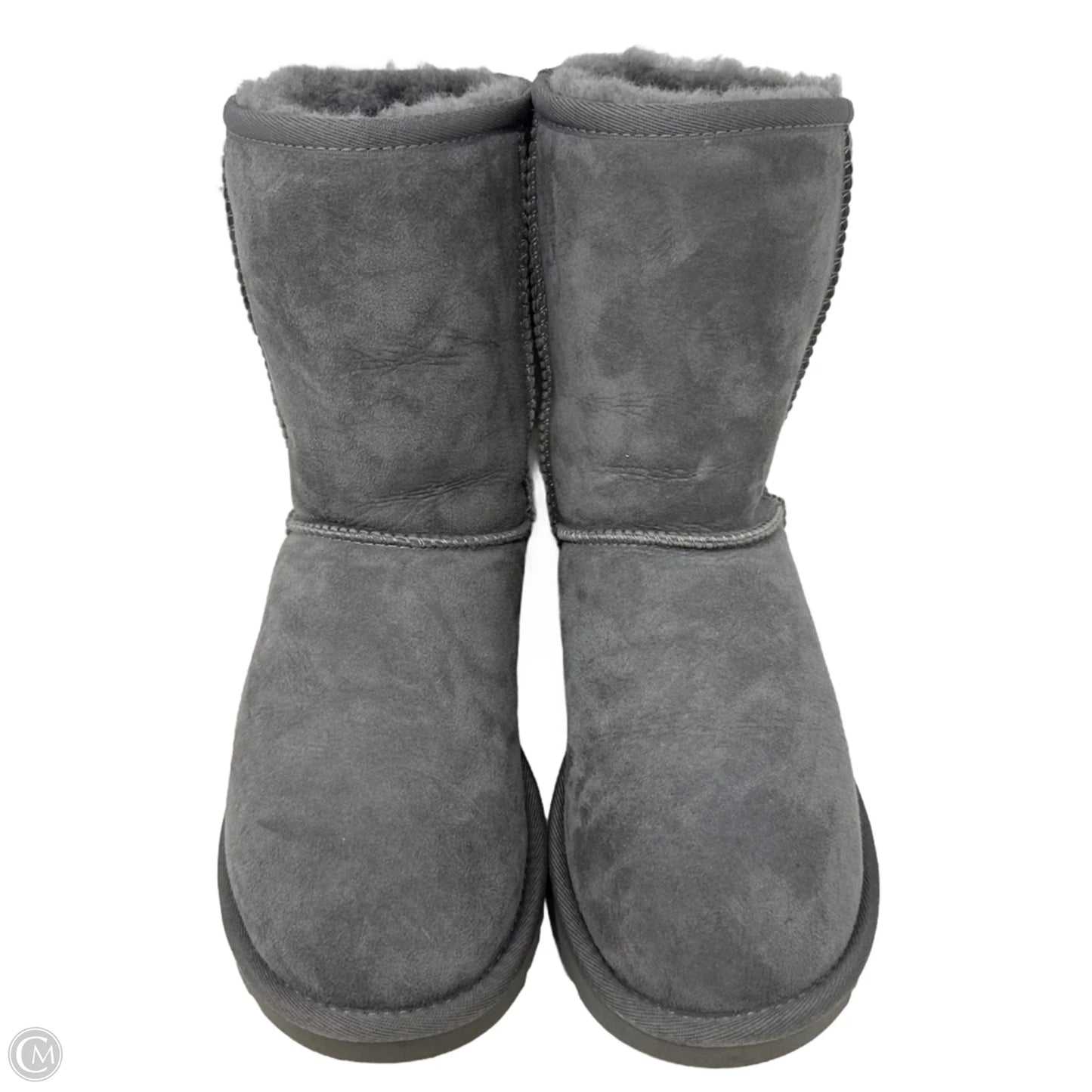 Classic Short Boots Designer By Ugg In Grey, Size: 7
