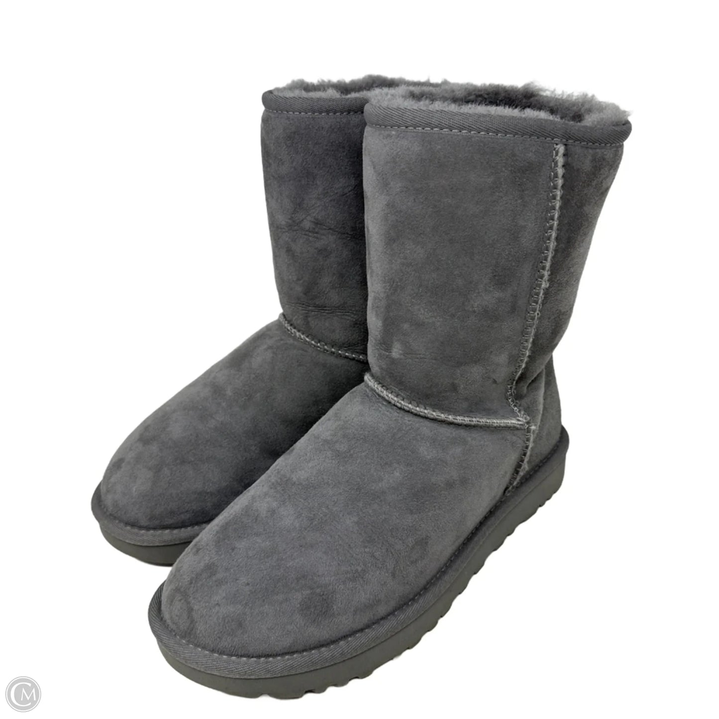 Classic Short Boots Designer By Ugg In Grey, Size: 7