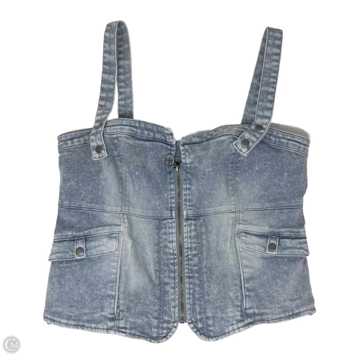 Zip Top Sleeveless By Free People In Blue Denim, Size: M