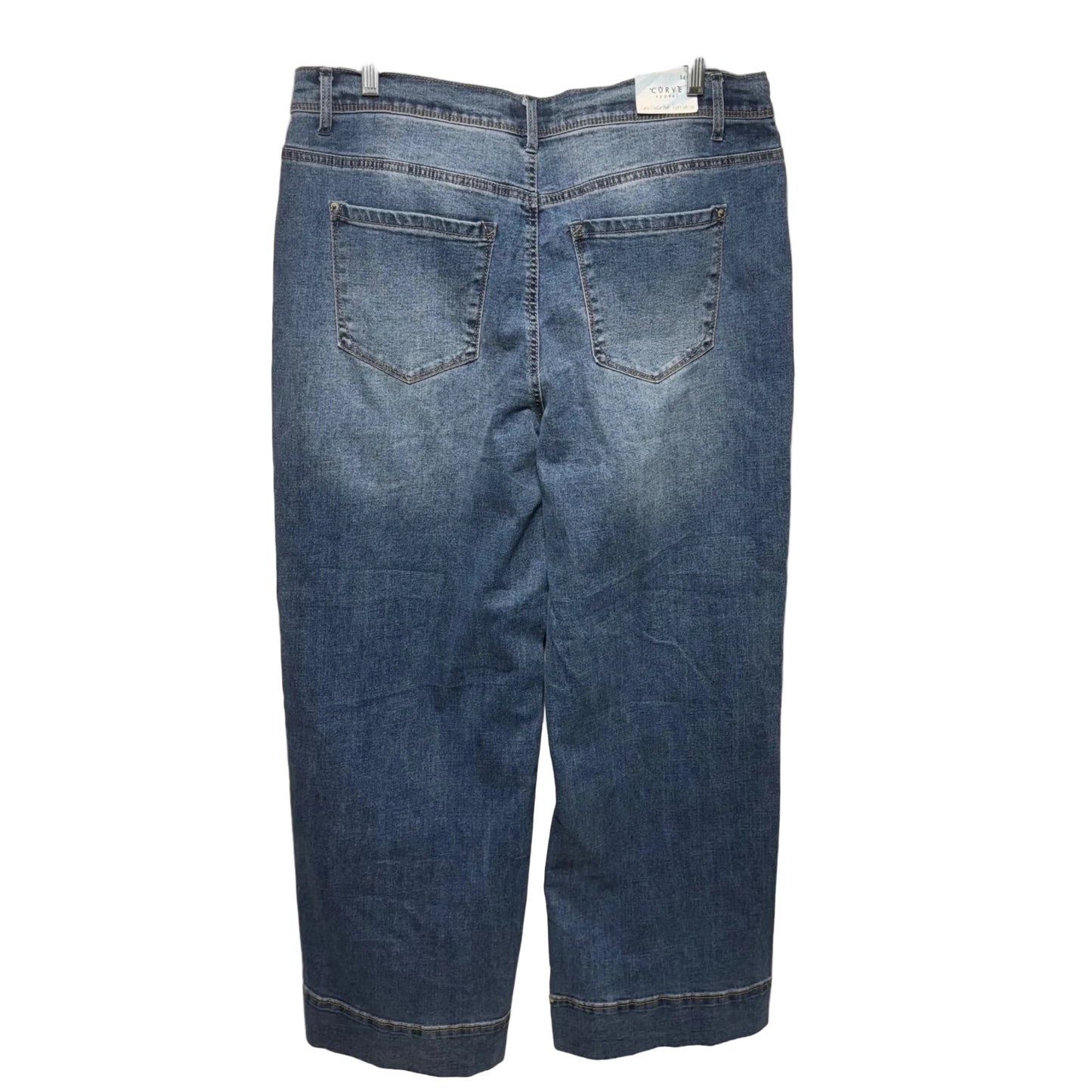 Jeans Wide Leg By Curve Appeal In Blue Denim, Size: 14