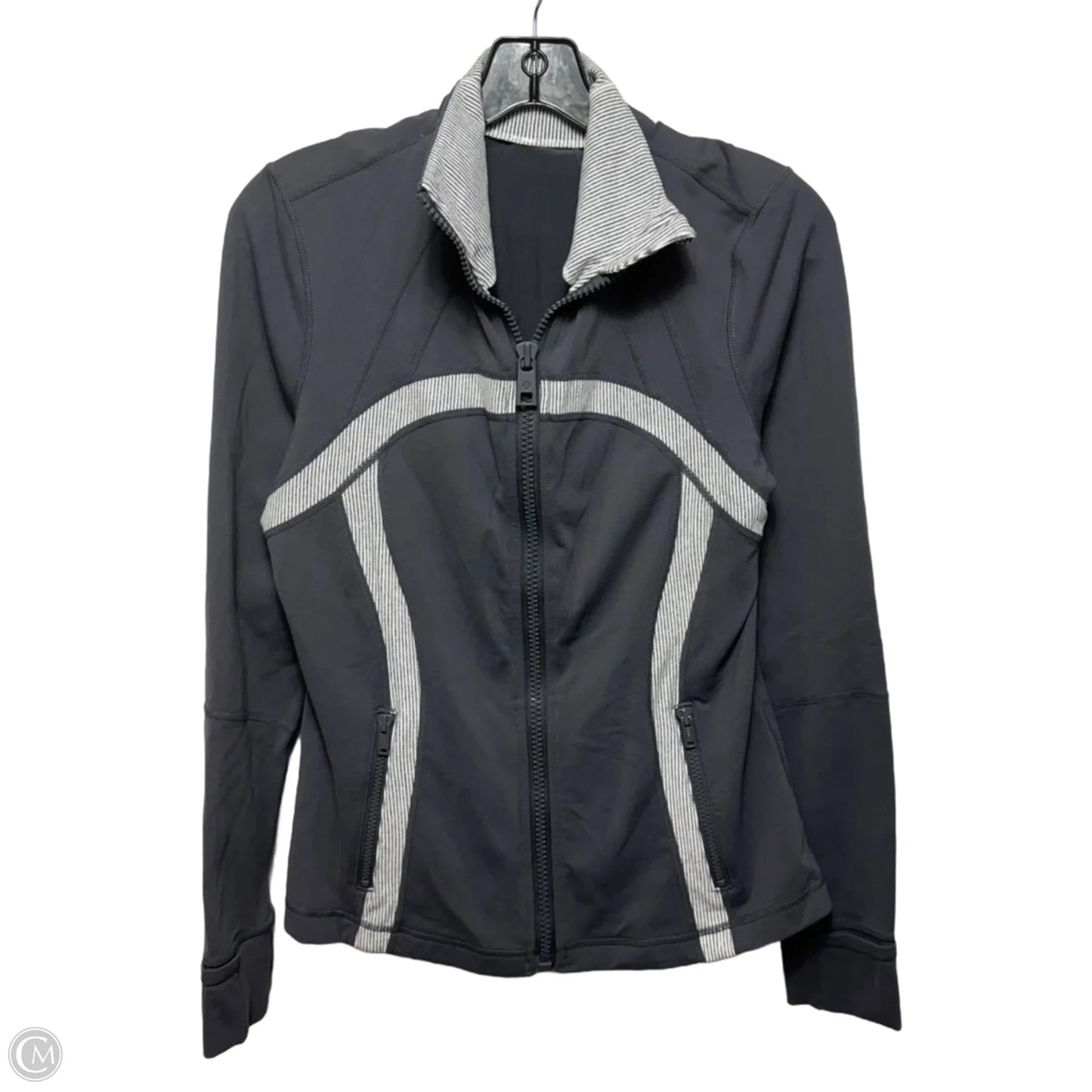 Athletic Jacket By Lululemon In Grey & White, Size: 10