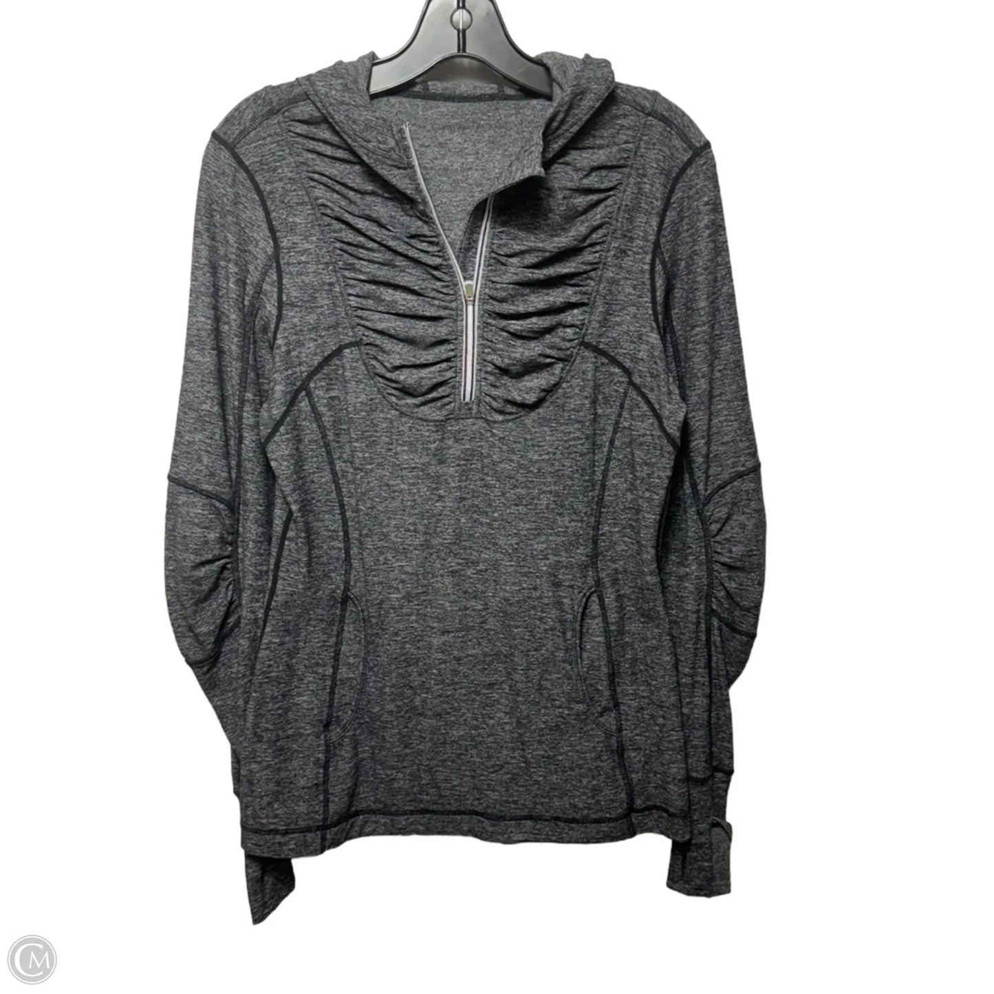 Athletic Top Long Sleeve Hoodie By Lululemon In Grey, Size: M