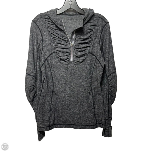 Athletic Top Long Sleeve Hoodie By Lululemon In Grey, Size: M
