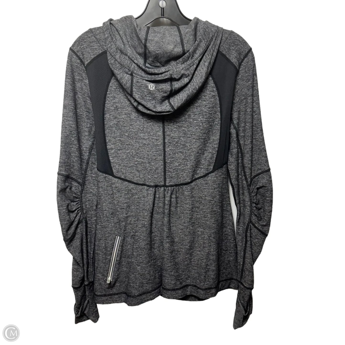 Athletic Top Long Sleeve Hoodie By Lululemon In Grey, Size: M