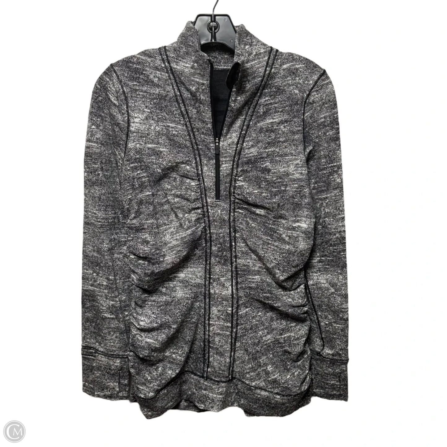 Athletic Top Long Sleeve Collar By Lululemon In Black & White, Size: 10