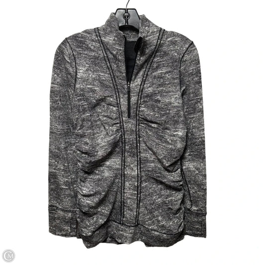 Athletic Top Long Sleeve Collar By Lululemon In Black & White, Size: 10