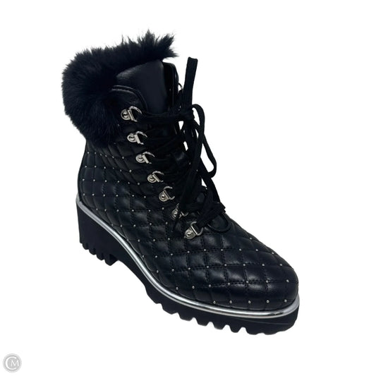 Regina Quilted Fur Trim Ankle Boots By Kelton In Black, Size: 6