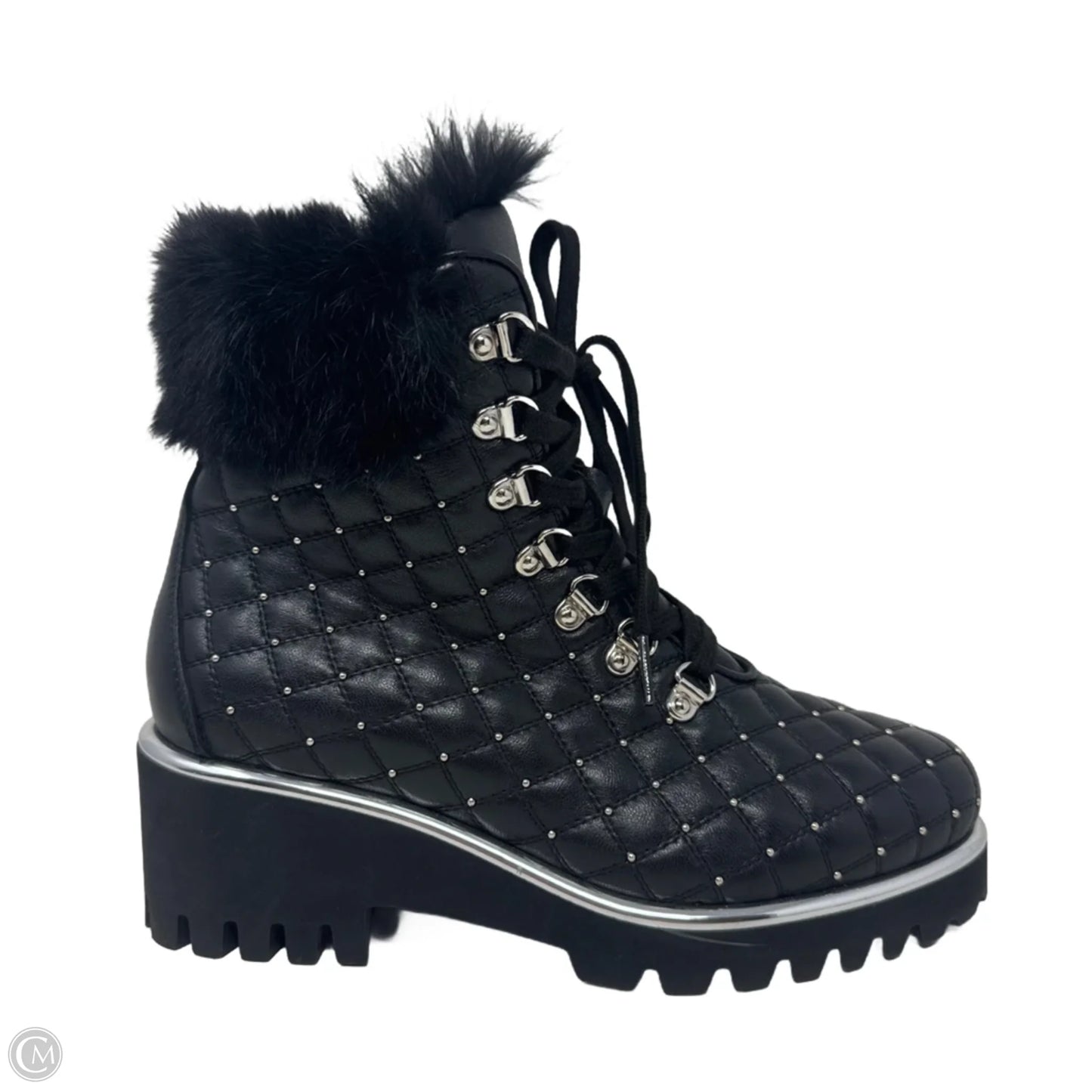 Regina Quilted Fur Trim Ankle Boots By Kelton In Black, Size: 6