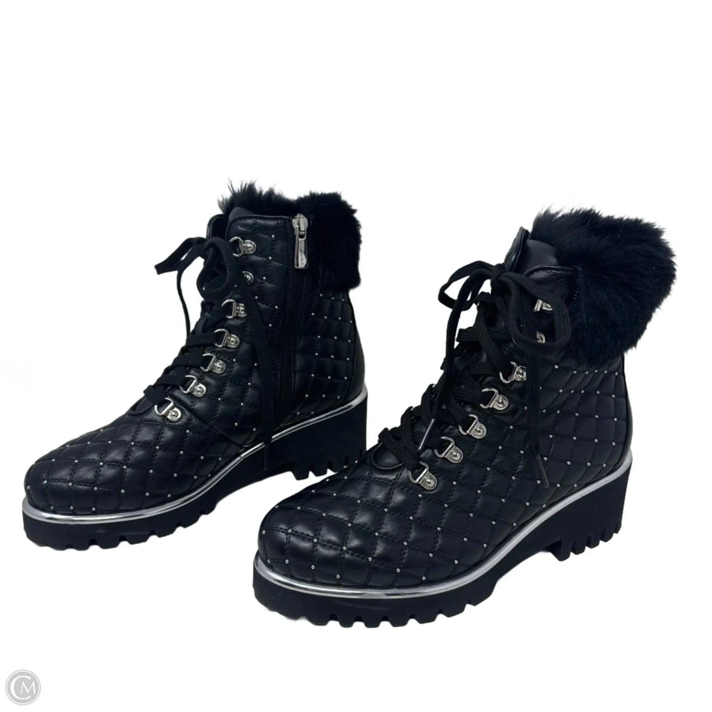 Regina Quilted Fur Trim Ankle Boots By Kelton In Black, Size: 6