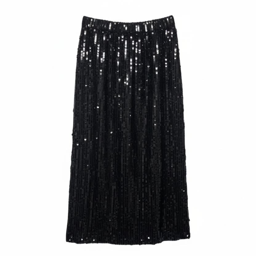 Sequin Midi Skirt By J. Crew In Black, Size: M