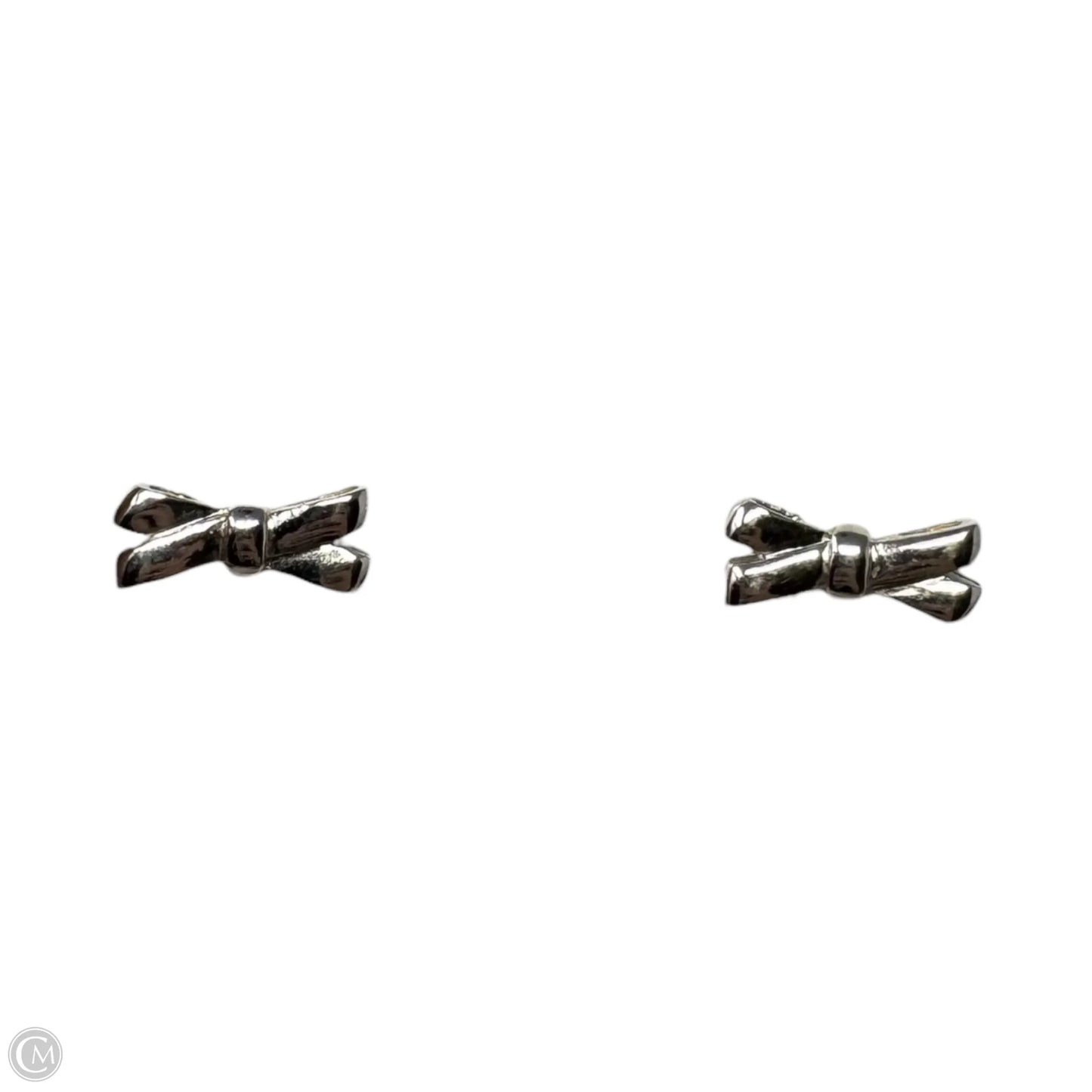 Silver Double Bow Stud Earrings Designer By Kate Spade