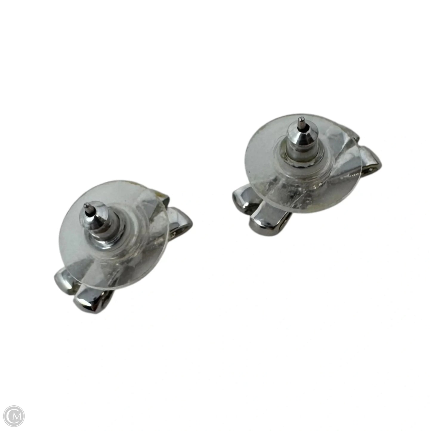 Silver Double Bow Stud Earrings Designer By Kate Spade