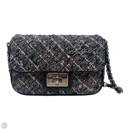 Tweed Crossbody Handbag Designer By Karl Lagerfeld, Size: Small