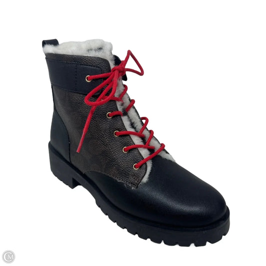 Lorraine Boots Designer By Coach In Black & Brown, Size: 7