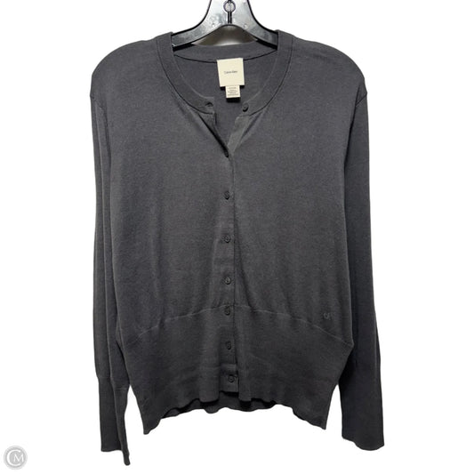 Sweater Cardigan By Calvin Klein In Grey, Size: Xl